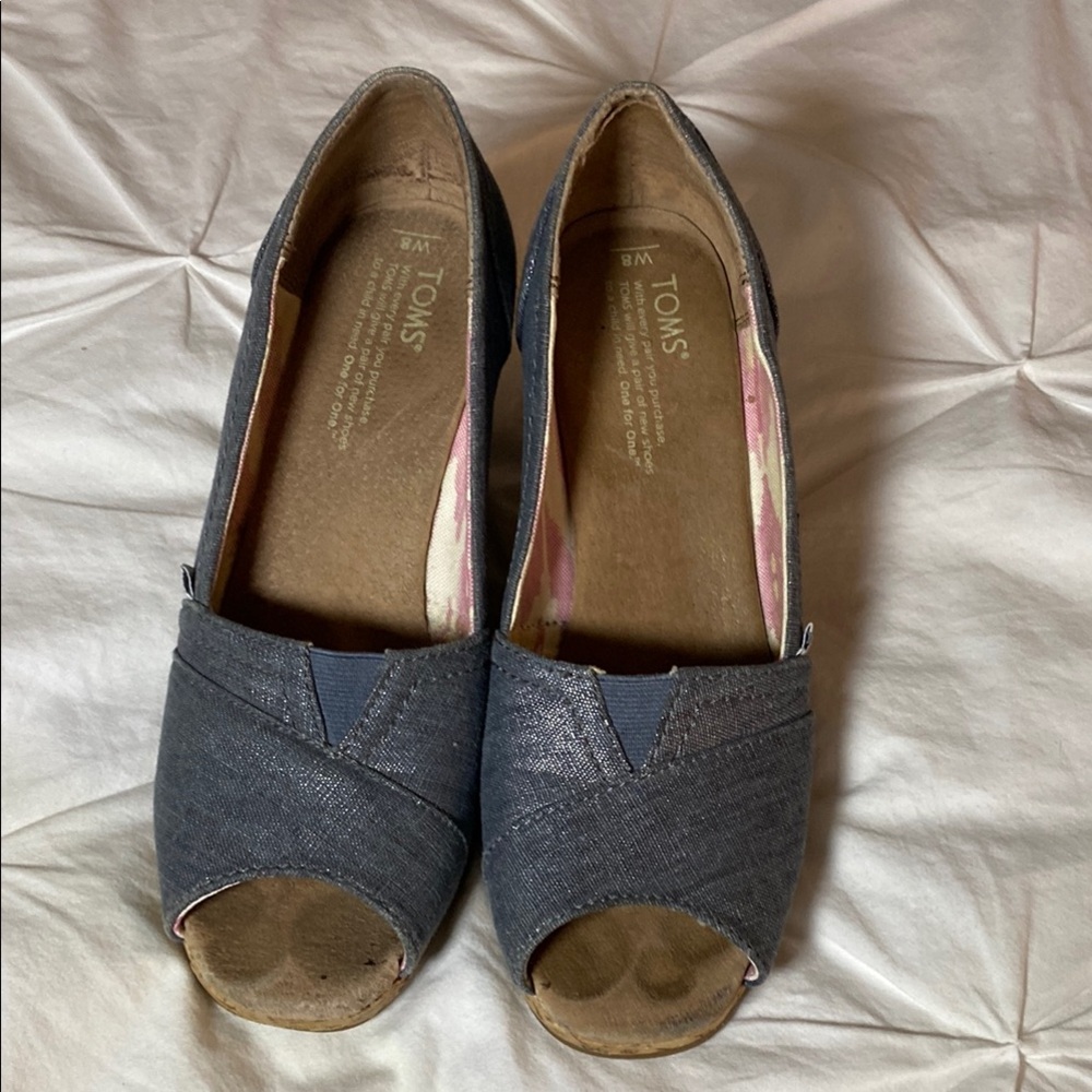 TOMS Women's blue denim Peep Toe Shoes